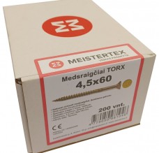 Medsraigčiai TORX 4,5 x 60 geltoni, įleidžiama galva, 200 vnt. 