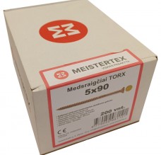 Medsraigčiai TORX 5 x 90 geltoni, įleidžiama galva, 200 vnt. 