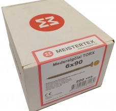 Medsraigčiai TORX 6 x 90 geltoni, įleidžiama galva, 200 vnt. 