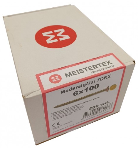 Medsraigčiai TORX 6x100 geltoni, įl. galva 200 vnt. 