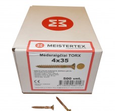 Medsraigčiai TORX 4 x 35 geltoni, įleidžiama galva, 500 vnt. 